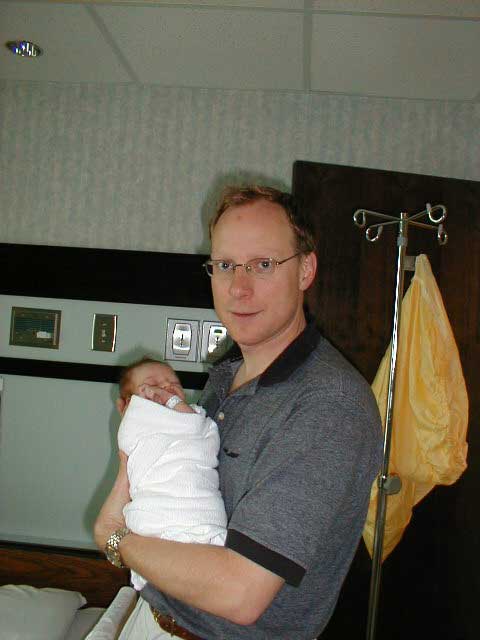 Here's Dad with Leila...she's about 12 hours old